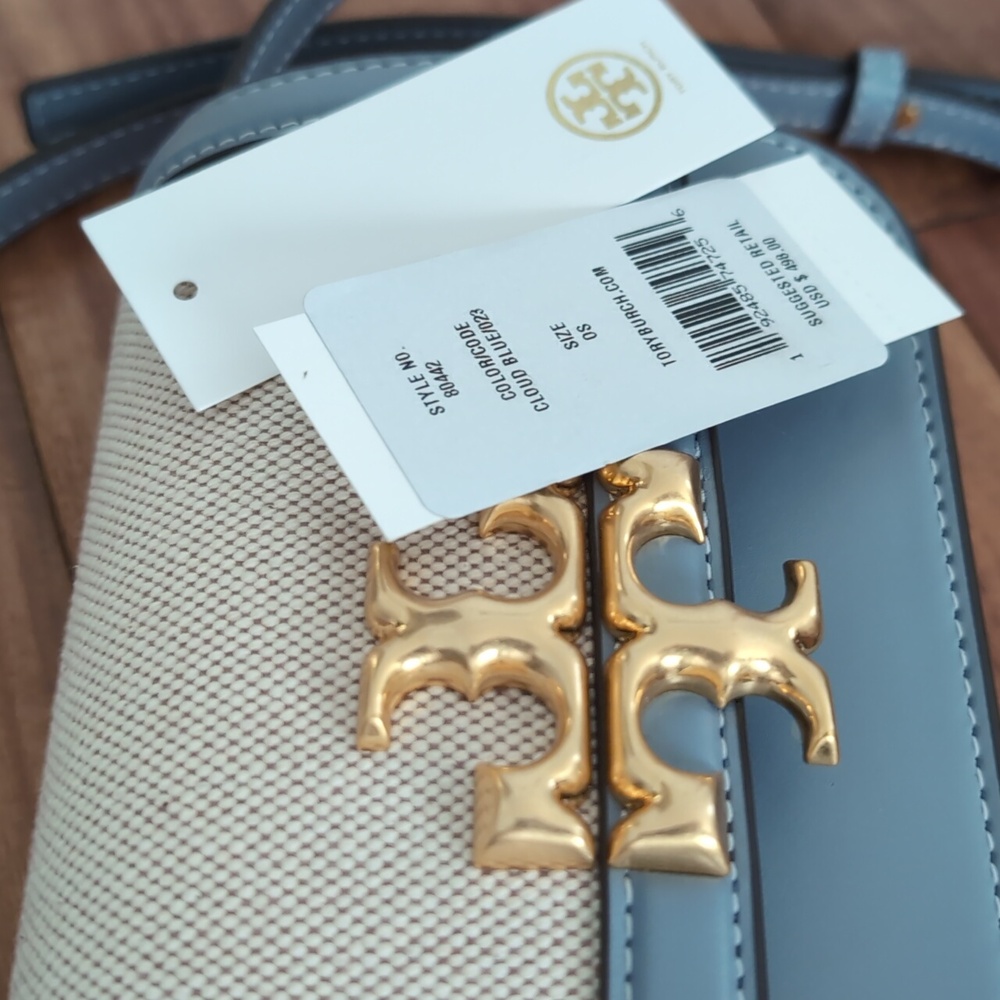 Tory Burch Cloud Blue Eleanor Crossbody + Dust Bag + Gift Bag Nwt ❤️ - Picture 7 of 12